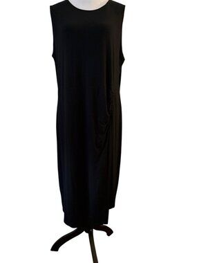 J. Jill Wearever Black, sleeveless, midi-length with Side Ruching Summer Dress L